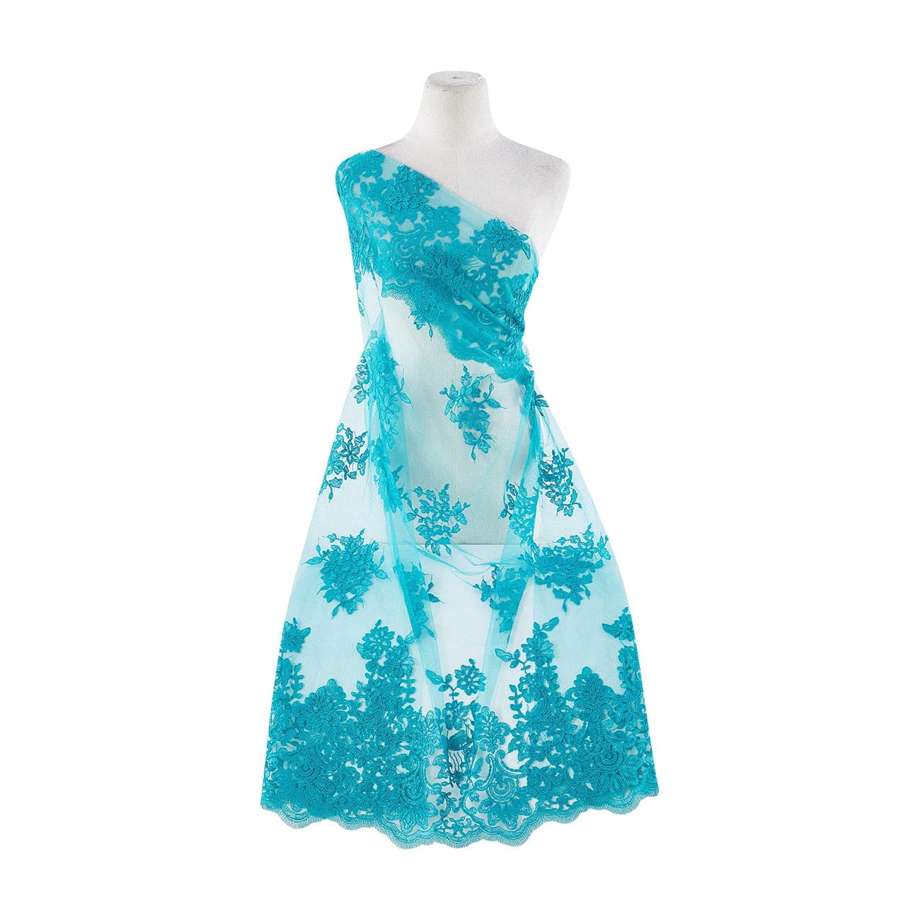 CORD EMB DOUBLE BORDER ON TULLE SCALLOP CUT  | 21345