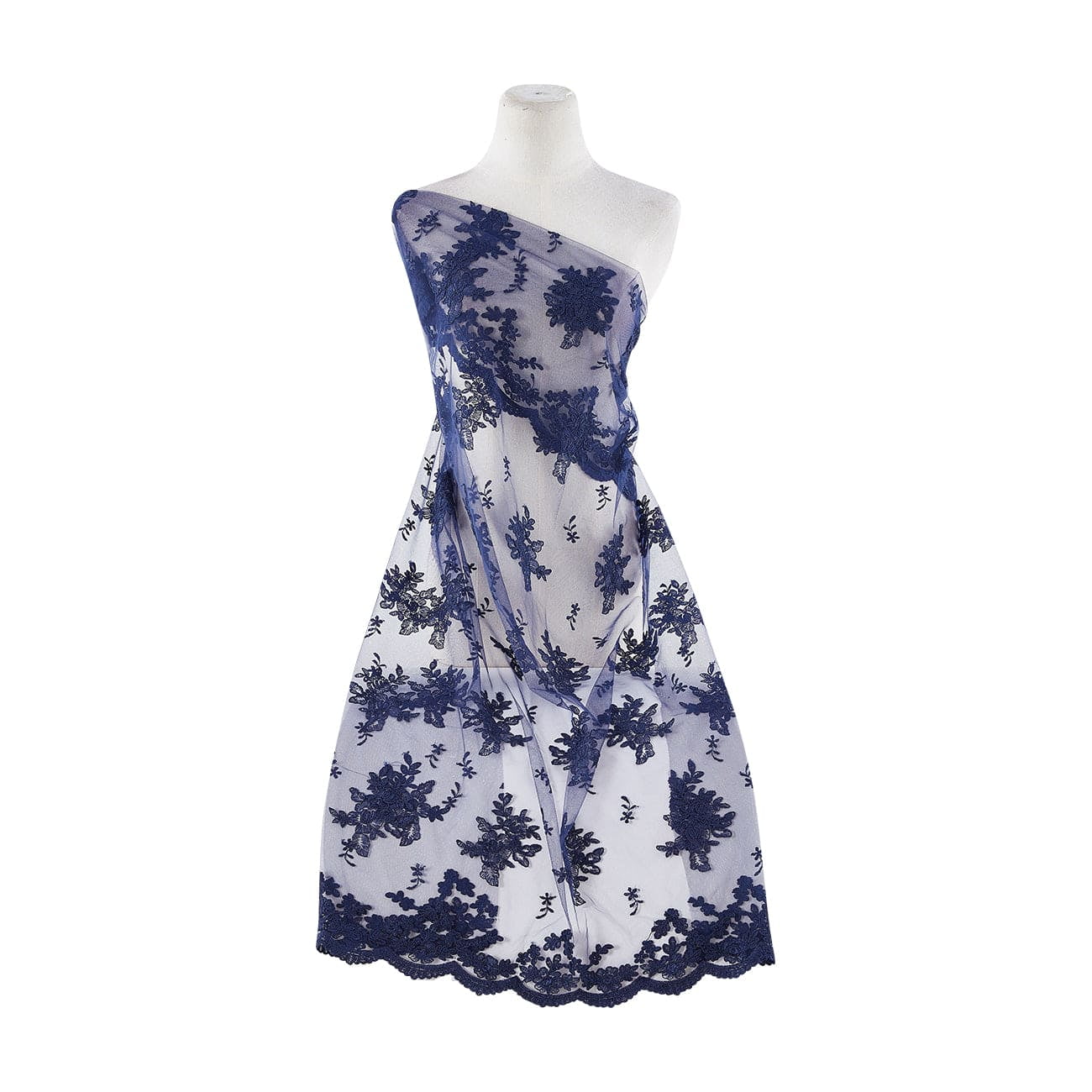 CORD EMB DOUBLE BORDER ON TULLE SCALLOP CUT  | 21103