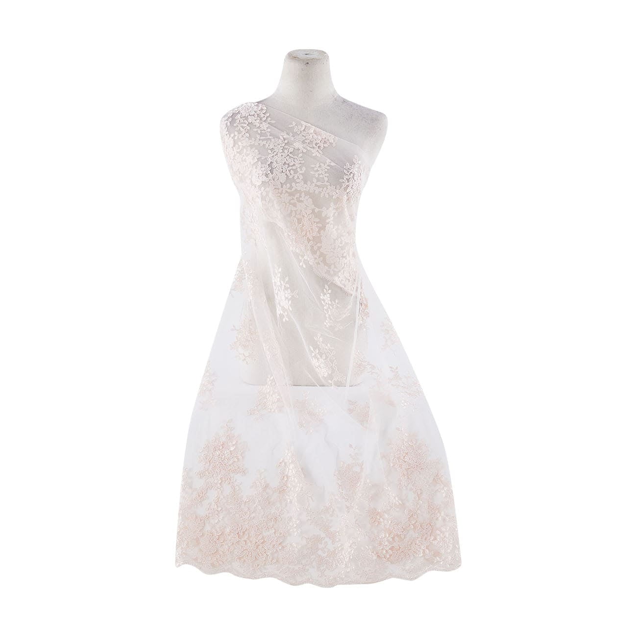 CORD EMB DOUBLE BORDER ON TULLE SCALLOP CUT  | 21076