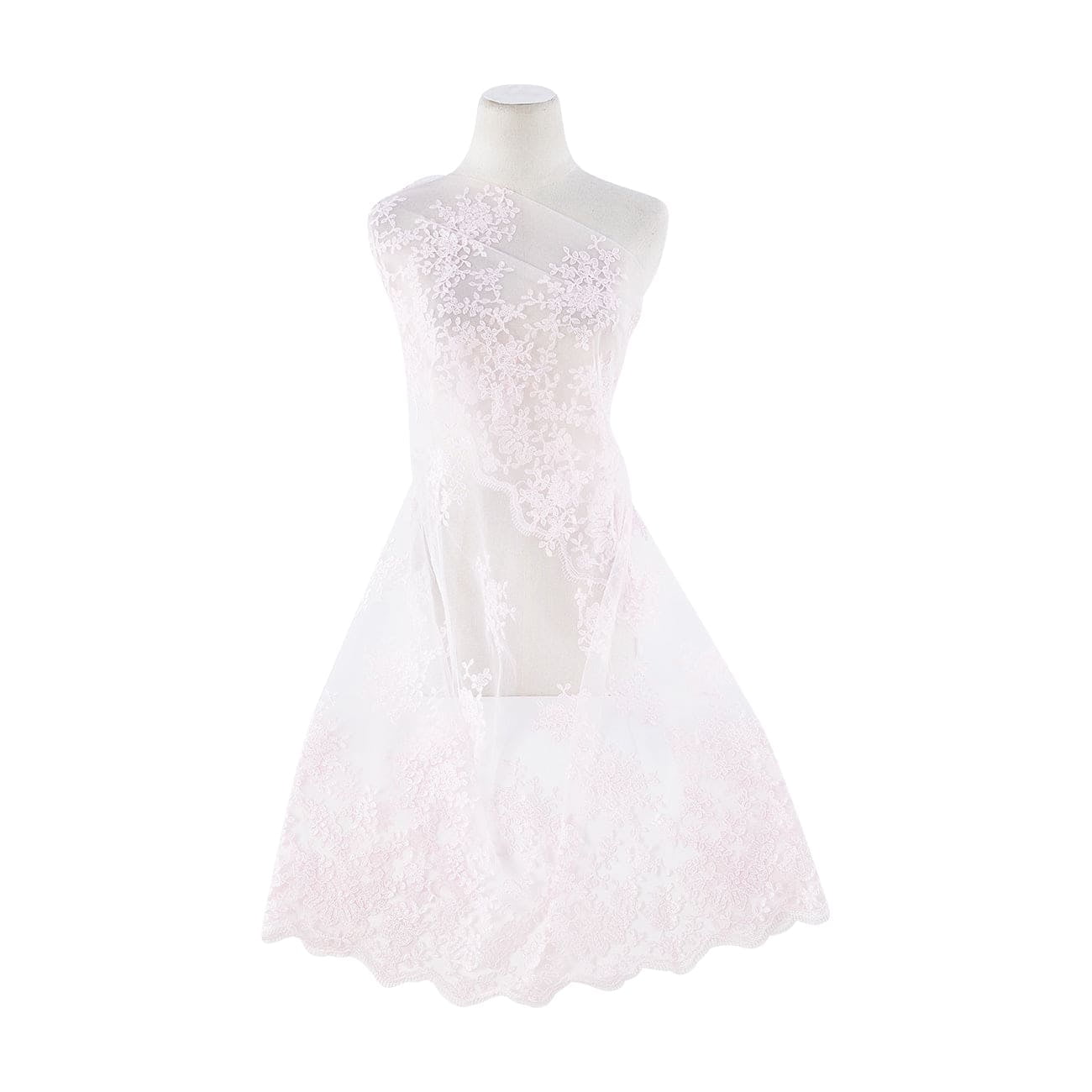 CORD EMB DOUBLE BORDER ON TULLE SCALLOP CUT  | 21347