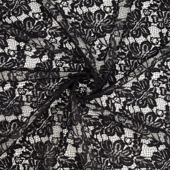Zelouf Corded Lace , Sewing, DIY, Crafts Fabric by the Yard, Black, 10 Yard