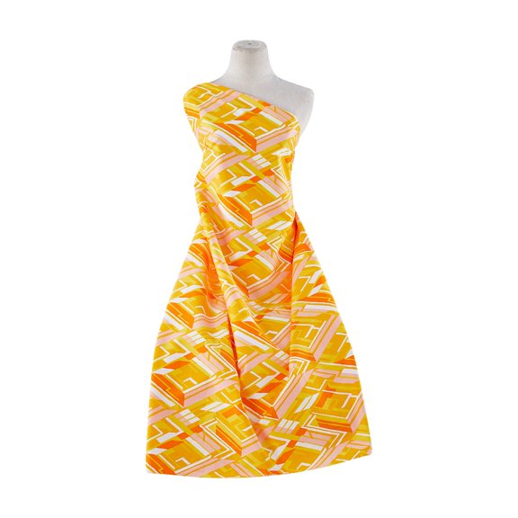 Zelouf Cotton Poplin Stretch  , Sewing, DIY, Crafts Fabric by the Yard, 158 Yellow/org, 50 Yard