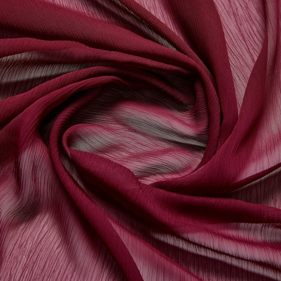 Zelouf Crinkle Yuryu 100% Polyester , Sewing, DIY, Crafts Fabric by the Yard, Burgandy, 7 Yard