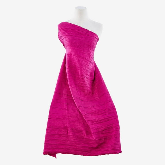 Zelouf Crushed Stretch Taffeta , Sewing, DIY, Crafts Fabric by the Yard, Intense Fuchsia, 3 Yard
