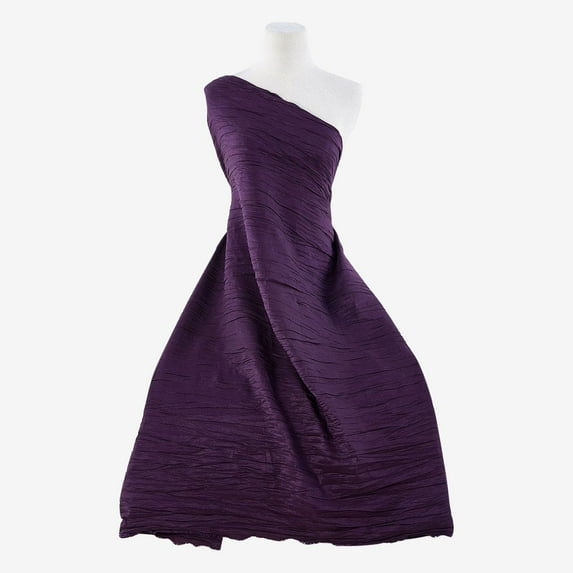 Zelouf Crushed Stretch Taffeta , Sewing, DIY, Crafts Fabric by the Yard, Luxe Plum, 1 Yard