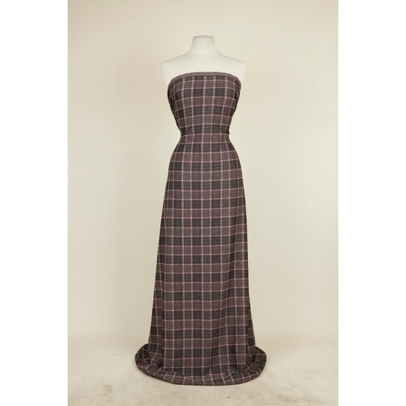 Zelouf Cynthia Plaid Jacquard Knit  , Sewing, DIY, Crafts Fabric by the Yard, Black/rose, 5 Yard