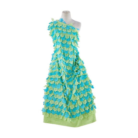 Zelouf Daisy Applique On N/p Taffeta , Sewing, DIY, Crafts Fabric by the Yard, Funky Lime/turq, 10 Yard