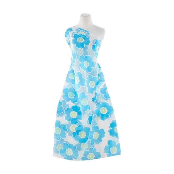 Zelouf Daisy Flower Burn-Out Organdy , Sewing, DIY, Crafts Fabric by the Yard, Turq/lime, 3 Yard