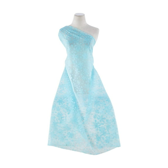 Zelouf Daisy Organza Burnout With Drewdrops , Sewing, DIY, Crafts Fabric by the Yard, Pretty Blue, 5 Yard