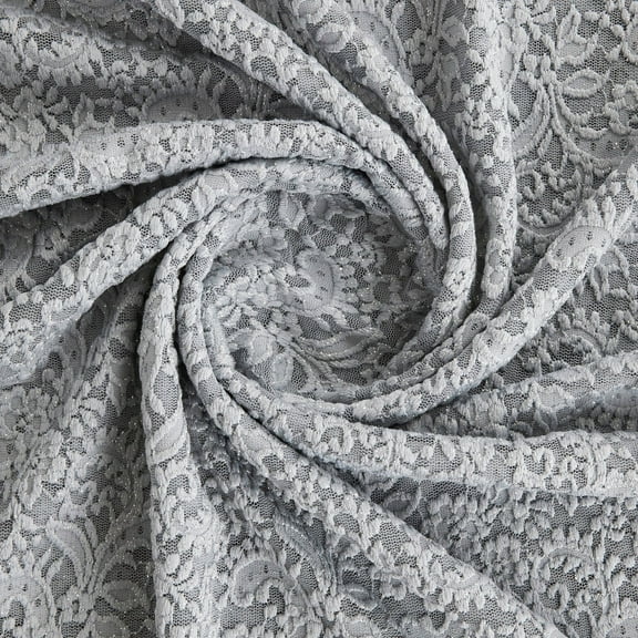 Zelouf Dalli Floral Glitter Lace , Sewing, DIY, Crafts Fabric by the Yard, Perfect Silver, 3 Yard