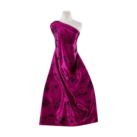 Zelouf Danielle St Satin With Flocked  , Sewing, DIY, Crafts Fabric by the Yard, Ruby Palace, 3 Yard