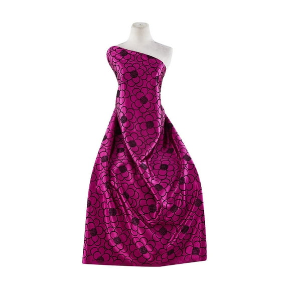 Zelouf Danielle St Satin With Flocked  , Sewing, DIY, Crafts Fabric by the Yard, Ruby Palace, 3 Yard