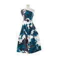 thumbnail image 1 of Zelouf Danielle Stretch Satin Print  , Sewing, DIY, Crafts Fabric by the Yard, 179 Owht/teal, 5 Yard, 1 of 2