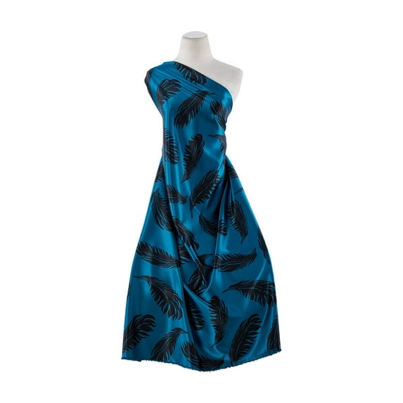 Zelouf Danielle Stretch Satin Print , Sewing, DIY, Crafts Fabric by the Yard, 494 Teal/blk, 5 Yard