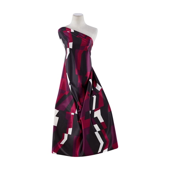 Zelouf Danielle Stretch Satin Print , Sewing, DIY, Crafts Fabric by the Yard, 961 Blk/plum, 3 Yard