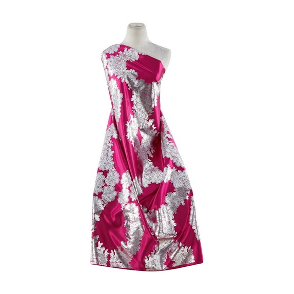 Zelouf Danielle Stretch Satin W/foil Print , Sewing, DIY, Crafts Fabric by the Yard, 303 N.berry/sil, 1 Yard
