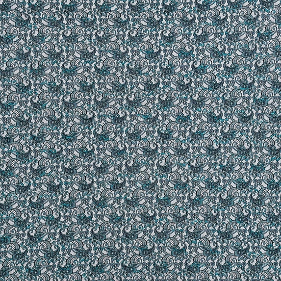 Zelouf Date Floral Lace W/trans , Sewing, DIY, Crafts Fabric by the Yard, Black/emerald, 1 Yard