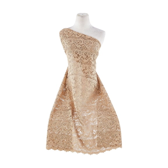 Zelouf Delhi Poly Crochet Lace W/ Scallop & Double Sides , Sewing, DIY, Crafts Fabric by the Yard, Gold, 3 Yard