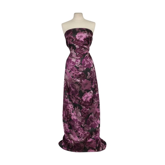 Zelouf Delightful Floral Jacquard , Sewing, DIY, Crafts Fabric by the Yard, Black/rose, 3 Yard