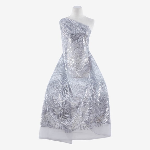 Zelouf Desert Mirage Embroidery Sequnce Mesh , Sewing, DIY, Crafts Fabric by the Yard, Grey Mystery, 1 Yard