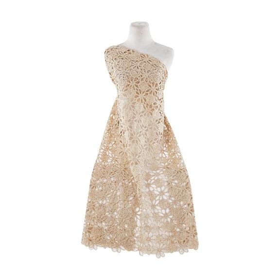 Zelouf Destine Flower Interlock , Sewing, DIY, Crafts Fabric by the Yard, Gold/gold, 3 Yard