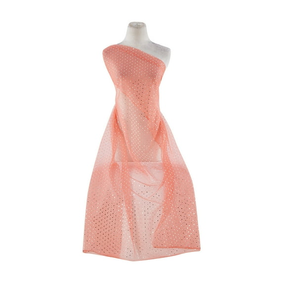 Zelouf Diamond Trans On Tulle , Sewing, DIY, Crafts Fabric by the Yard, Spring Coral/silver, 3 Yard