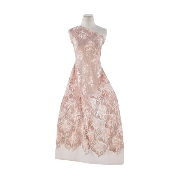 Zelouf Distinct Sequin Floral Embroidery On Mesh  , Sewing, DIY, Crafts Fabric by the Yard, Blush Muse, 3 Yard