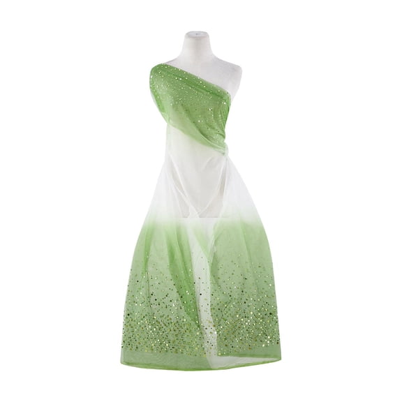 Zelouf Double Border Dot Trans On Double Ombre Tulle  , Sewing, DIY, Crafts Fabric by the Yard, Wht/kiwi, 3 Yard