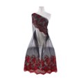 thumbnail image 1 of Zelouf Double Border Floral Emb W/cut Scallop On Tulle  , Sewing, DIY, Crafts Fabric by the Yard, Black/red, 1 Yard, 1 of 2