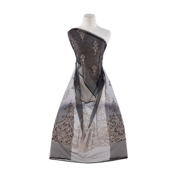 Zelouf Double Border Glitter Mesh , Sewing, DIY, Crafts Fabric by the Yard, Blk/copper, 3 Yard