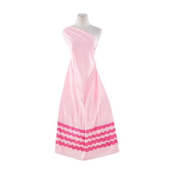 Zelouf Double Border Scallop Applique On N/p Taffeta , Sewing, DIY, Crafts Fabric by the Yard, Funky Pink/stra, 3 Yard