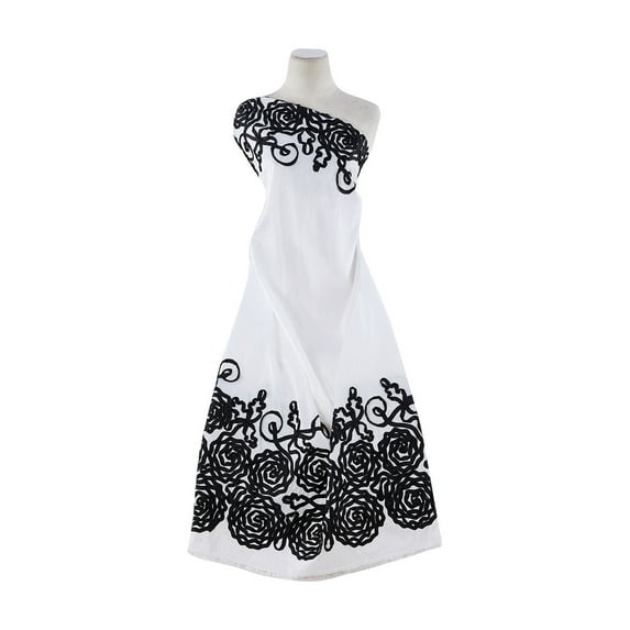 Zelouf Double Border Squiggly Sutash On Alexandra N/p Taff , Sewing, DIY, Crafts Fabric by the Yard, White/black, 10 Yard