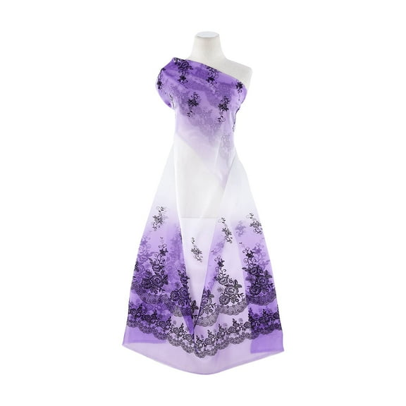 Zelouf Double Ombre On Organza W/flock+Mixed Glitter , Sewing, DIY, Crafts Fabric by the Yard, Lilac, 3 Yard