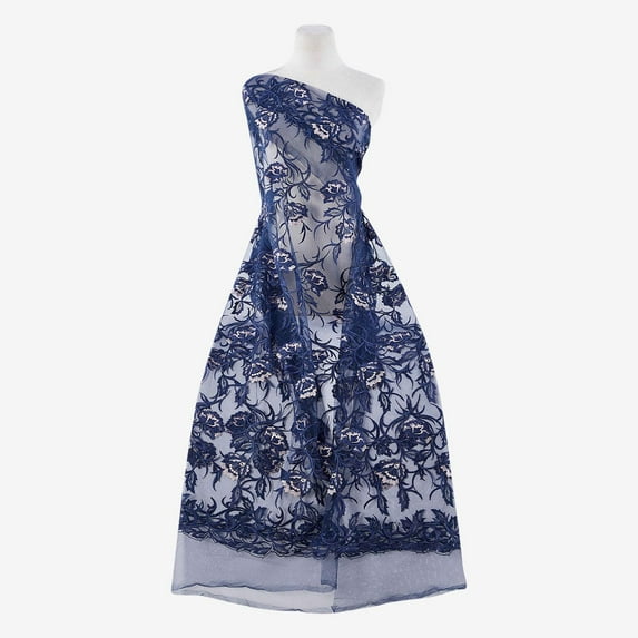 Zelouf Eiffel Embriodery On Mesh , Sewing, DIY, Crafts Fabric by the Yard, Navy Delight, 5 Yard