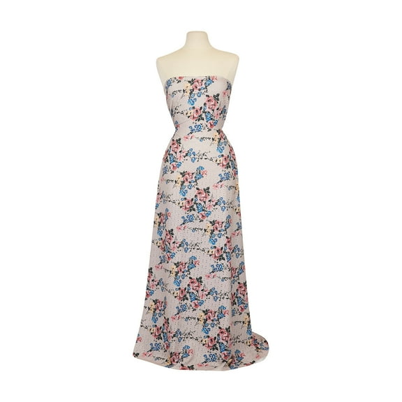 Zelouf Eleanor Print Crinkle Eyelet Knit  , Sewing, DIY, Crafts Fabric by the Yard, Taupe Combo, 5 Yard