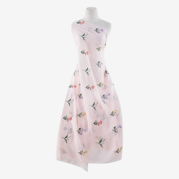 Zelouf Eliza Garden Flower Embroidery Chiffon , Sewing, DIY, Crafts Fabric by the Yard, Rose Multi, 3 Yard