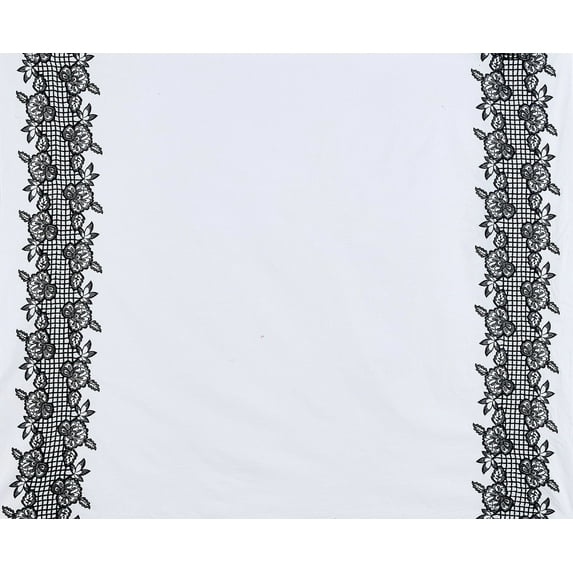 Zelouf Ember Single Border Cotton Embroidery , Sewing, DIY, Crafts Fabric by the Yard, White/black, 1 Yard