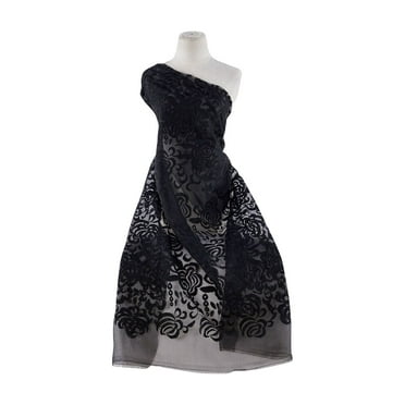 Zelouf Embroidered Organza [Emb 3343]  , Sewing, DIY, Crafts Fabric by the Yard, Black/black, 3 Yard