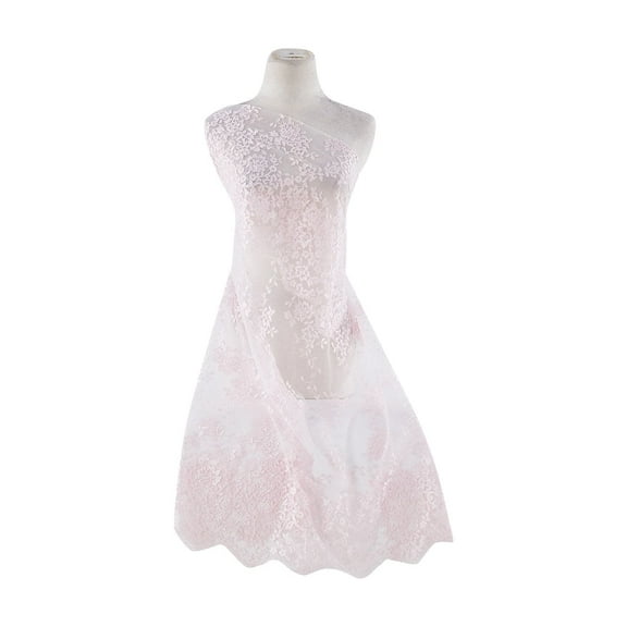 Zelouf Embroidery Double Border On Tulle Scallop Cut  , Sewing, DIY, Crafts Fabric by the Yard, Rose, 7 Yard