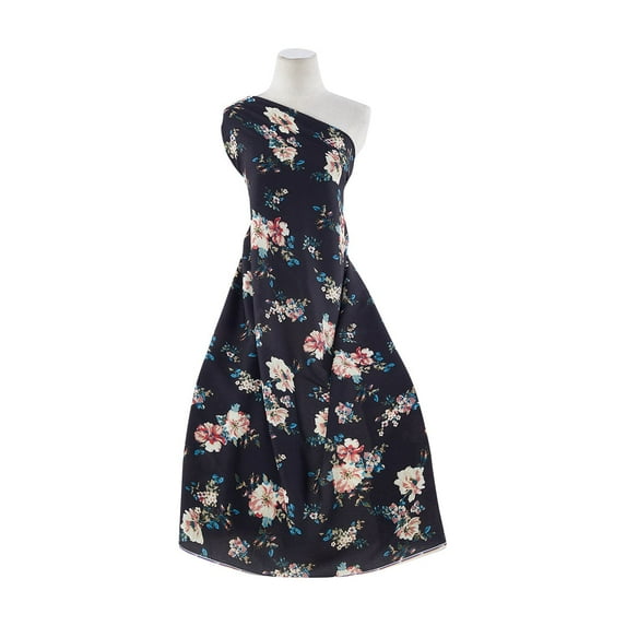 Zelouf Emmie Floral On Saylor Pucker Crepe Print , Sewing, DIY, Crafts Fabric by the Yard, C16 Black/spice, 20 Yard