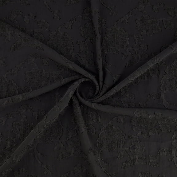 Zelouf Estelle Floral Clip Jacquard  , Sewing, DIY, Crafts Fabric by the Yard, Black, 7 Yard