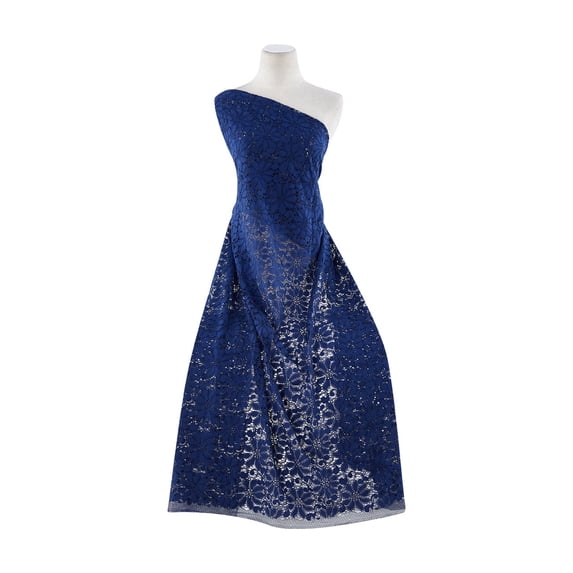 Zelouf Eva Corded Floral Lace , Sewing, DIY, Crafts Fabric by the Yard, 449 Deep Blue, 3 Yard