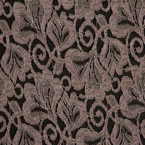 Zelouf Evelyn Floral Scallop Lace , Sewing, DIY, Crafts Fabric by the Yard, Black/mauve, 10 Yard