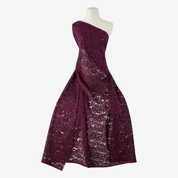 Zelouf Everly Corded Floral Lace , Sewing, DIY, Crafts Fabric by the Yard, Plum Delight, 3 Yard
