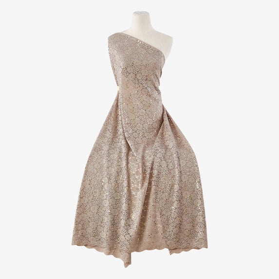 Zelouf Fancy Lace Trans Glitter , Sewing, DIY, Crafts Fabric by the Yard, Taupe Allure, 5 Yard