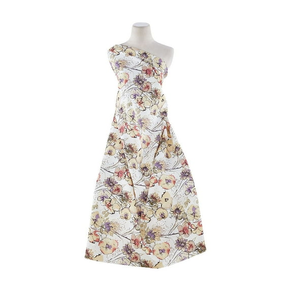 Zelouf Field Of Flowers On Shantung , Sewing, DIY, Crafts Fabric by the Yard, Gold, 3 Yard