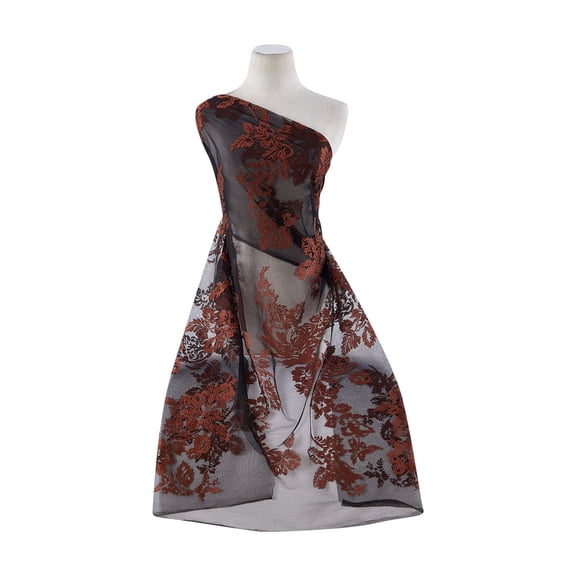 Zelouf Floral Embroidery On Mesh , Sewing, DIY, Crafts Fabric by the Yard, Dark Bronze/blk, 3 Yard