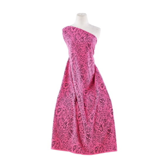 Zelouf Floral Jacquard , Sewing, DIY, Crafts Fabric by the Yard, 393 Blk/fuchsia, 3 Yard