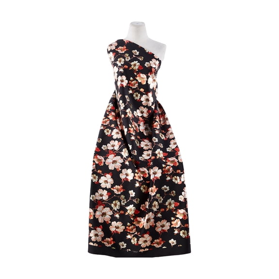 Zelouf Floral Scuba Knit Foil , Sewing, DIY, Crafts Fabric by the Yard, 379 Red/olive, 20 Yard