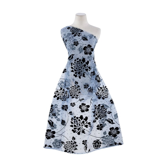 Zelouf Floral W/ Ditzy Dots Flock On Tulle  , Sewing, DIY, Crafts Fabric by the Yard, Powder Peri, 3 Yard